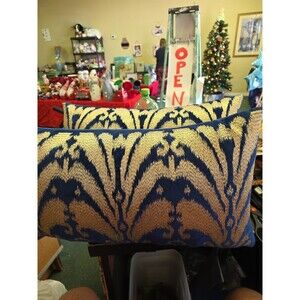 2 Callisto Home Throw Pillows Navy Blue Gold Beautiful Lumbar